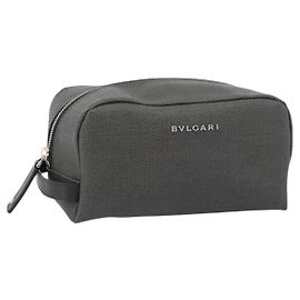 Bulgari BVLGARI Clutch Bag PVC Grau Silber Auth 182460A Braun Silber
