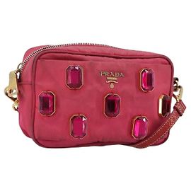 Borsa a Spalla PRADA Nylon Rosa Oro Auth 181758 Rosa D'oro