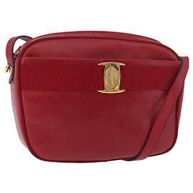 Borsa a Spalla Salvatore Ferragamo Vala in Pelle Rossa e Oro Auth 182294 Rosso D'oro