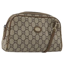 Borsa a Spalla GUCCI GG Plus Supreme PVC Beige Oro Auth 182399 Beige D'oro