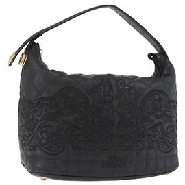 Borsa a mano Gianni Versace in pelle nera e oro Auth BA13163 Nero D'oro