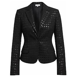 Akris Punto Black Grid Pattern Jacquard Jacket Black