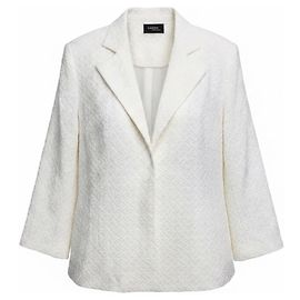 Akris White Textured Open Front Cotton Jacket White