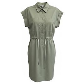 Robe courte en coton extensible Peserico vert sauge ornée de perles Monili à manches courtes Vert