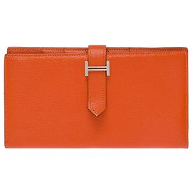 Hermès HERMES Bearn Leather Accessory Orange - 103548 Orange