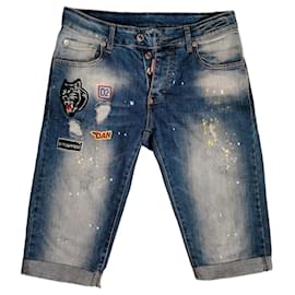 Dsquared2 Men's Blue Denim Patch Shorts Blue