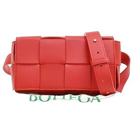 Bottega Veneta Cassette Belt Bag Maxi Intrecciato Leather Red