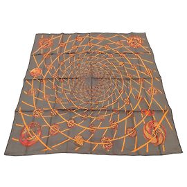 Hermès Hermes Carré 90 Seta multicolore 90 x 90 Marrone
