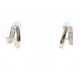 Autre Marque Platinum Half Hoop Earrings with Diamonds Other