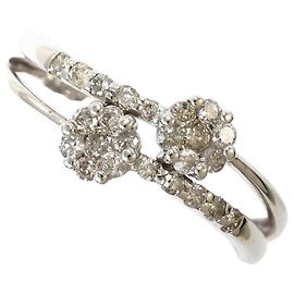 Autre Marque White Gold Band Ring with Diamond Golden