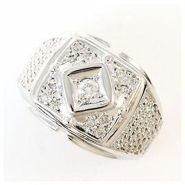 Autre Marque Aliança de ouro branco e diamantes Dourado