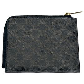 Céline Carteira compacta com zíper Celine Triomphe em couro Marrom