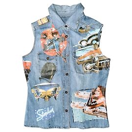 GILET IN DENIM DOLCE & GABBANA 2004 Blu Multicolore