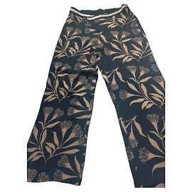 Autre Marque Pantalon large imprimé fleuri Captain Tortus Marron Noir