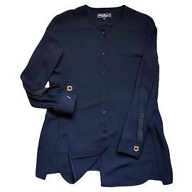 Salvatore Ferragamo Camicetta in seta blu navy Blu scuro