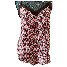Autre Marque Top Freeman T. Porter con estampado geométrico multicolor Negro Blanco Roja Azul
