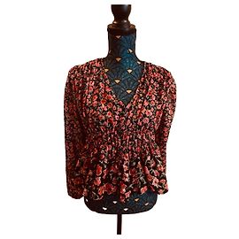 Desigual Floral Plumetis Blouse Black Pink Green