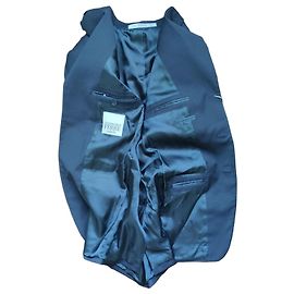 Gianfranco Ferré White Navy Blue Wool Blazer Dark blue