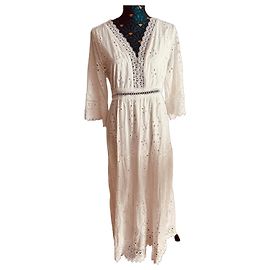 Autre Marque Lajoly & Co Paris Vestido largo blanco de algodón calado Blanco