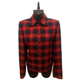 Abrigo de tartán rojo Yves Saint Laurent ('90s) Otro