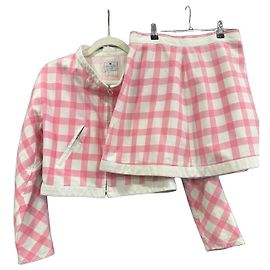 Courreges Courrèges Completo Giacca e Gonna a Quadri Rosa e Bianco Rosa Bianco