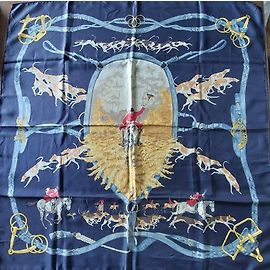 Lenço de seda Hermès "Le Bien Aller" - Azul Azul