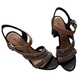 Barbara Bui Bongo Python und Leder Sandalen Braun Schwarz