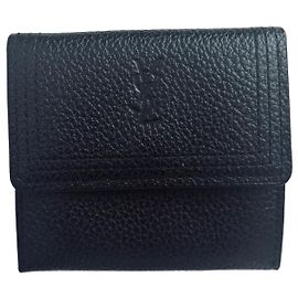 Yves Saint Laurent Saint Laurent Grained Leather Wallet in Black Black