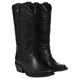 Steve Madden Botas Vaqueras de Cuero Negro Negro