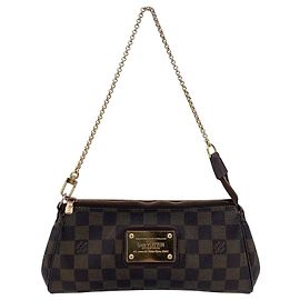 Louis Vuitton Pochette Eva em canvas Damier Ebene com alça de corrente Marrom