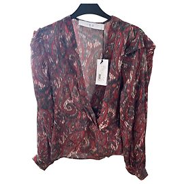 IRO Paris ZARFI Seidenbluse Ikat-Print Schwarz Rot Andere