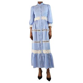 Sandro Vestido maxi a rayas azules y blancas - talla UK 6 Azul