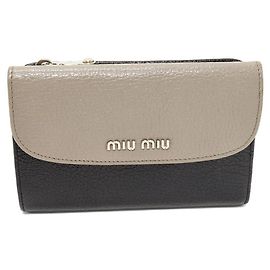 Miu Miu Madras Lamb Leather Wallet Black Other