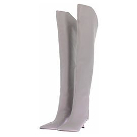 Jimmy Choo Graue Lederstiefel Grau
