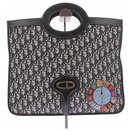 Dior Bolsa "Foldover" em lona diagonal Azul marinho