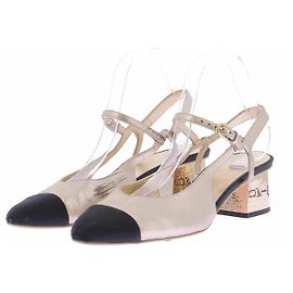 Sandali Slingback Chanel Oro Pelle 39.5 D'oro