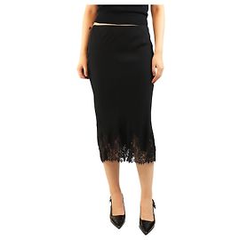 Reformation Jupe noire Carolina avec bordure en dentelle - taille S Noir