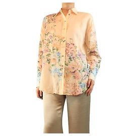 Zimmermann Camisa de ramio con estampado floral melocotón - talla UK 8 Naranja