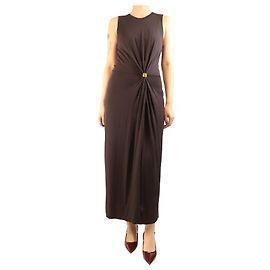 Altuzarra Robe midi froncée en maille marron - taille M Marron