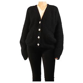 Alessandra Rich Schwarzer Oversized-Mohairstrickcardigan - Größe UK 6 Schwarz