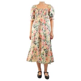 Faithfull the Brand Vestido midi de lino con estampado floral - talla UK 8 Multicolor