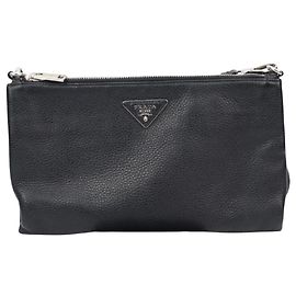 Prada Borsa in pelle nera Vitello Danio Nero