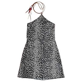Robe Mini Dolce & Gabbana Imprimé Léopard Marron Noir Blanc Imprimé léopard