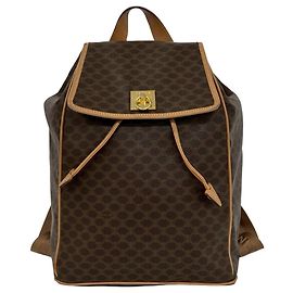 Céline CELINE Vintage Macadam Blazon Leather Backpack Brown