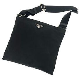 Mini borsa a tracolla in nylon Tessuto con logo Triangle Prada Nero