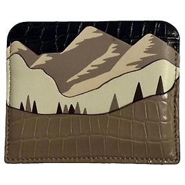 Fendi Leder-Kartenetui mit Landschaftsmotiv Braun Schwarz Mehrfarben