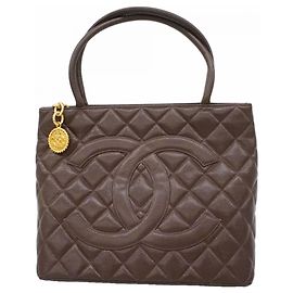 Bolsa Tote Chanel em couro de vitelo granulado marrom escuro Castanho escuro