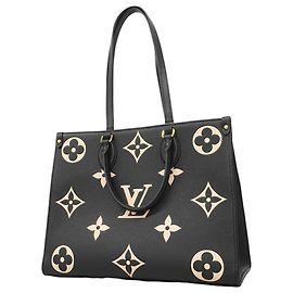 Borsa Tote Louis Vuitton Monogram Empreinte Bicolor OnTheGo MM Nero Beige