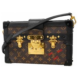 Bolsa de Ombro Louis Vuitton Monogram Petite Malle Marrom Preto