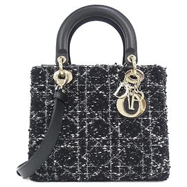 Christian Dior Lady Medium Handbag Black White
